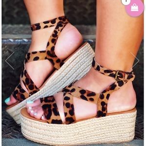 Cheetah platform sandals